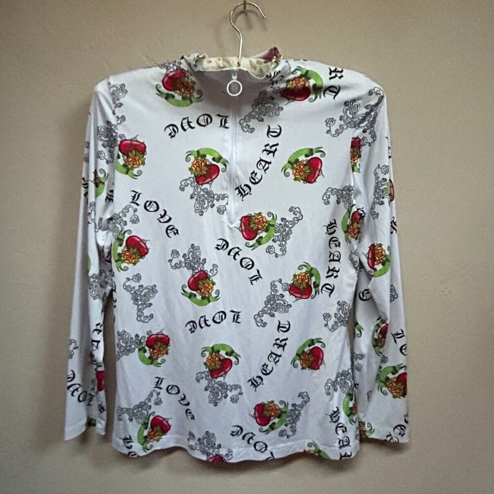 Tracy Lynn Women's Golf Top Shirt Medium Long Sleeve Art to Wear 1/4 Zip Printed